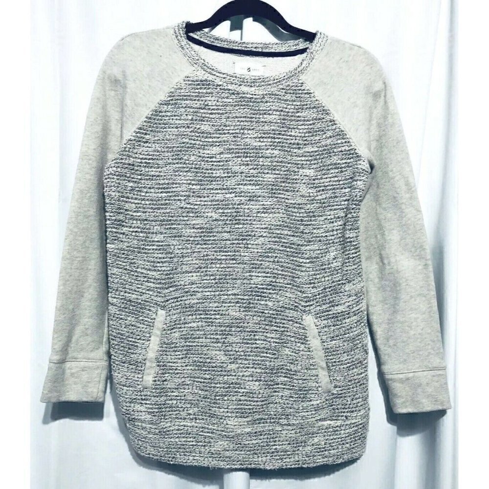 Lou & Grey Womens Size XXS Sparkle Knit Raglan Sweatshirt Long Sleeves Pockets